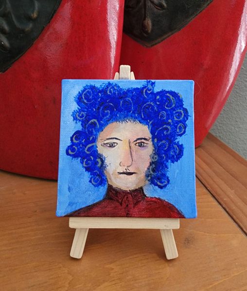 Acrylic on canvas, 4"x4" (easel included) - Blues Man