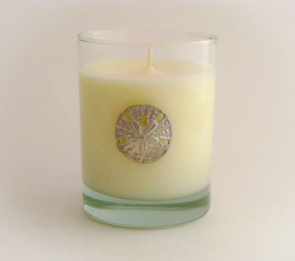 Soy Candle (14 oz.) with Pewter Sand Dollar