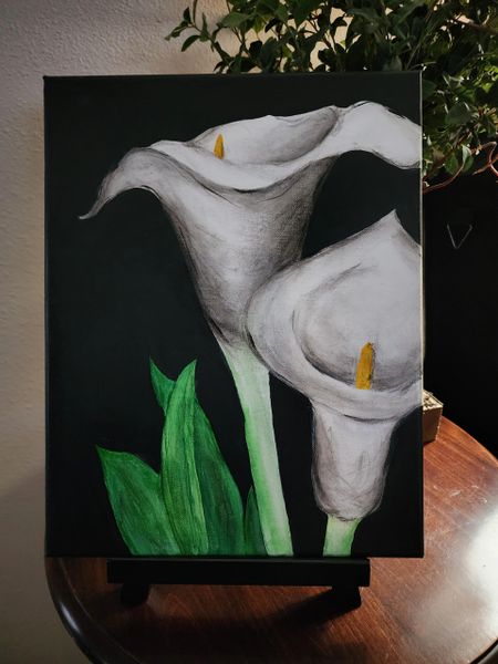 Acrylic on Canvas, 11"x14", Calla Lillies