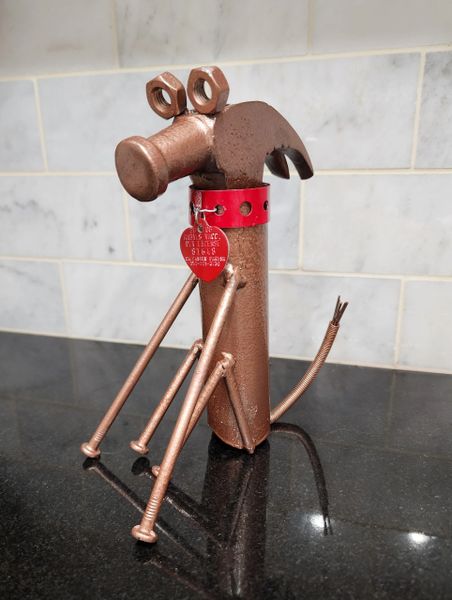 Fido the Dog, 8 inches tall, Welded Scrap Metal Art