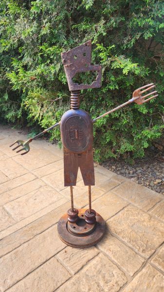 Metal Art - Walter, 27.5 inches tall, welded scrap metal art