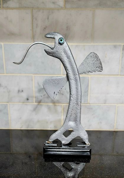 Metal Art - Flying Fish, 9 inches tall, welded scrap metal art