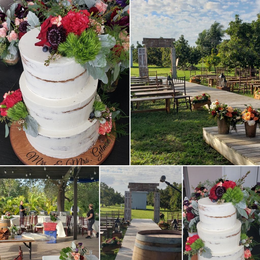 Miami Wedding Cake for 75 people

Top: Gluten Free Lemon and Raspberry Cake
Middle:Ginger Spice cake