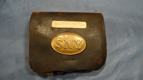 P1861 CARTRIDGE BOX - SNY PLATE picked up near BURNSIDES BRIDGE