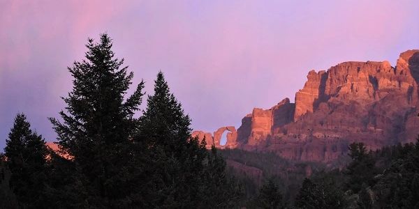 View of the Blackwater Natural Bridge from Elk Fork Outfitters' wall-tent camp