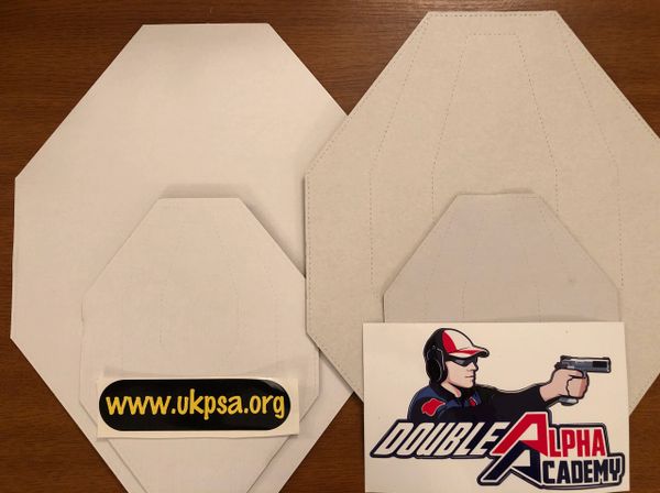 IPSC APPROVED UKPSA MICRO 40% CARDBOARD TARGETS WHITE BACK DOUBLE SCORING LINES