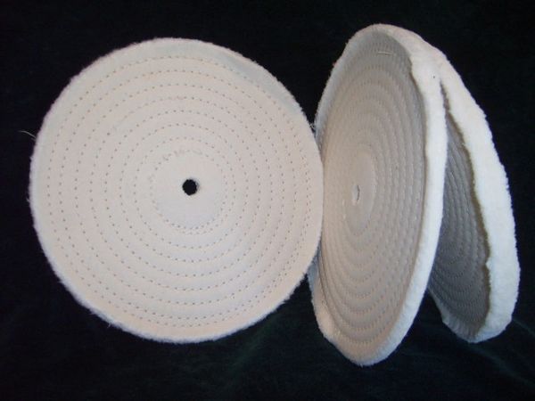 Mounted Buffing Wheel 2-1/2 Diameter 1/4 shank 60 Ply Spiral Sewn 160-260  Cotton White