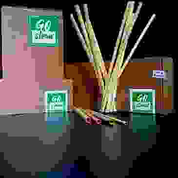 Bottle reed straws are good for cocktails in highball glasses, dispensed beverages, etc. 
