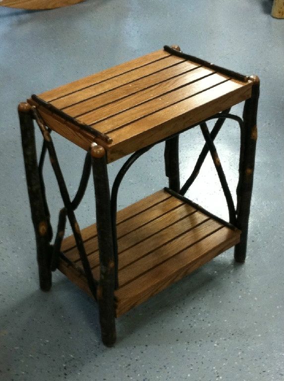 Hickory Slat Top End Table