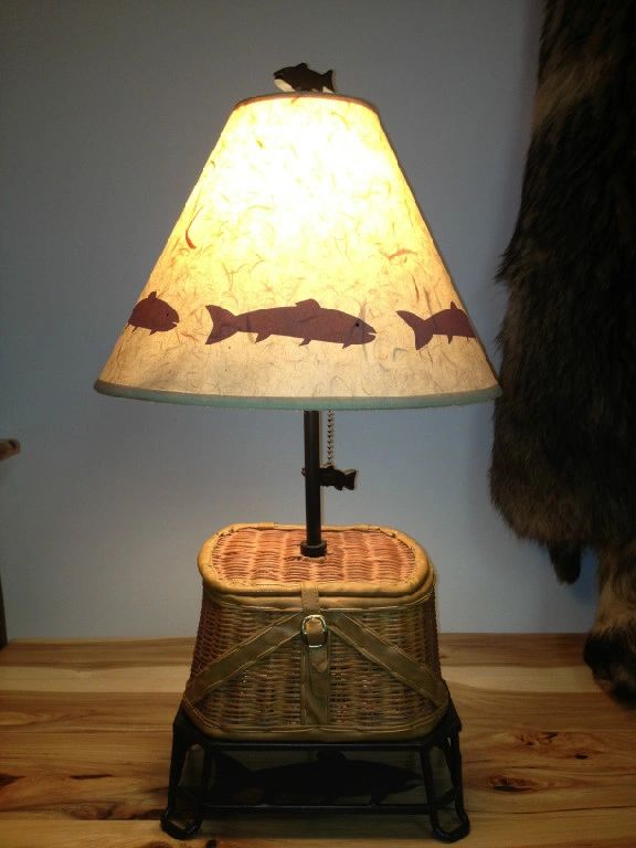 Creel Basket Lamp with Fish Shade