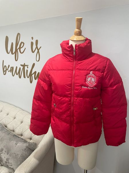 Red polo puffer jacket deals