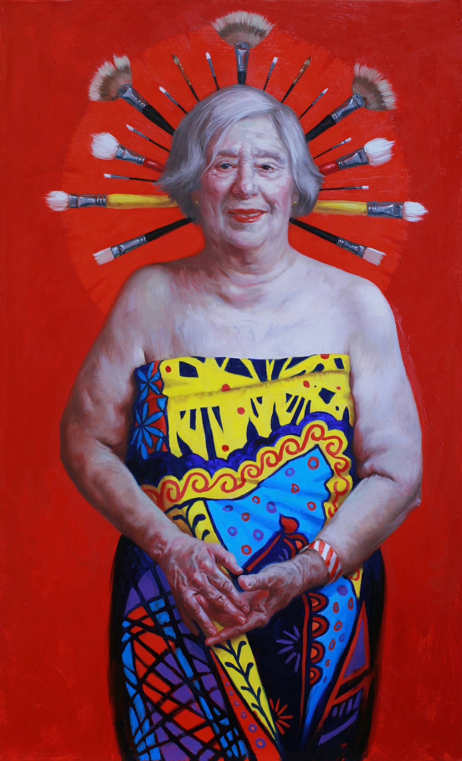Emilie, The Tenth Muse, The One Who Sees, oil on canvas 30 x 48 2019, read blog about this painting.