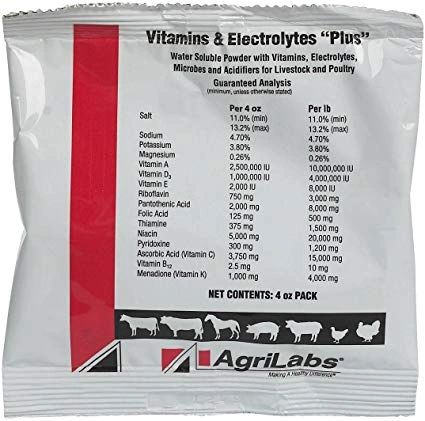 Vitamins and Electrolytes Plus, Water Soluble Powder, 4oz , 50/Case , Agrilabs 453