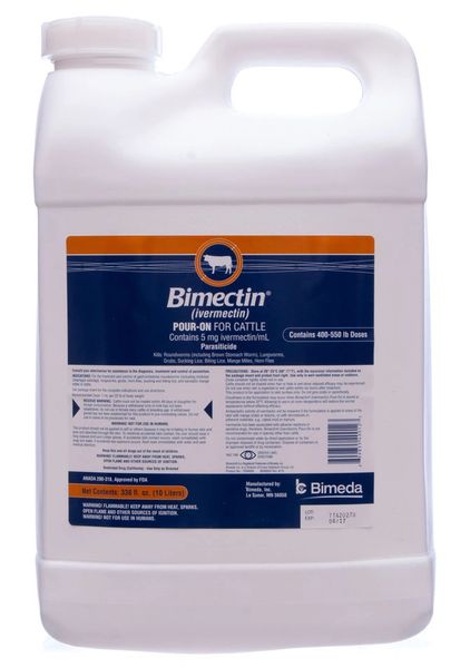 Bimectin (Ivermectin) Pour-On for Cattle, 10 Liter , Bimeda 1BIM008