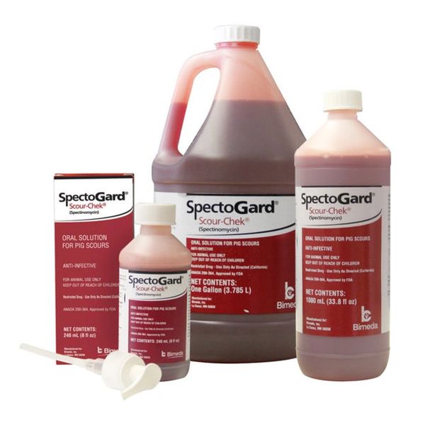 SpectoGard Scour-Chek (Spectinomycin) Oral Solution for Pig Scours, 1 Gallon , Bimeda 1SPE026