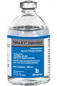 Veta-K1 Injection (Phytonadione) Aqueous Colloidal Solution, 100mL . Bimeda 1VIT015