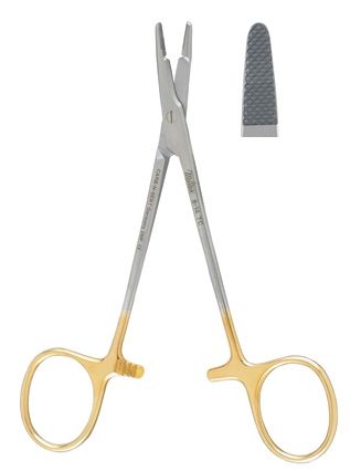 Needle Holder 4-3/4 Inch Extra Delicate Serrated Jaw Finger Ring Handle , Miltex Integra 8-14TC