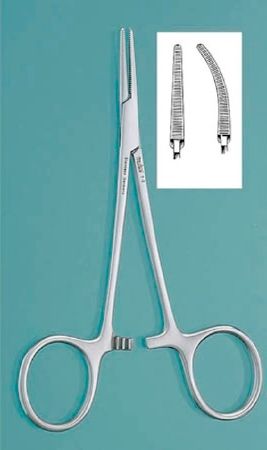 Hemostatic Forceps Halsted 5 Inch Floor Grade Ratchet Lock Finger Ring Handle Straight , 12/Case , Miltex Integra EG7-2