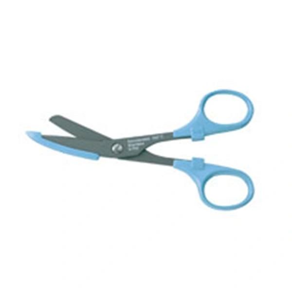 Scissors Nurse & Bandage 5-1/2" Angled Stainless Steel/Fluoride Coated Blue Handle Plastic Finger Rings Autoclavable Reusable Each , Miltex Integra 5-702