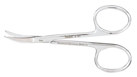 Stitch Scissors Miltex Shortbent 3-1/2 Inch Length OR Grade Stainless Steel (German) NonSterile Finger Ring Handle Curved Blade Blunt/Blunt , Miltex Integra 9-101