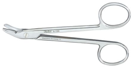 Wire Cutting Scissors Miltex 4-3/4 Inch Length OR Grade Stainless Steel (German) NonSterile Finger Ring Handle Angled Blade Blunt/Blunt , Miltex Integra 9-124