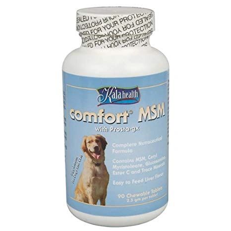 Comfort MSM with Prosta-gx, Complete Nutraceutical Formula for Dogs and Cats, 90 Chewable Tablets , Kala 5236