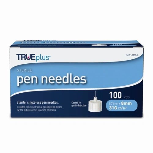 TRUEplus Pen Needles 31G x 8mm (5/16") 100/bx , 10 Box/Case , Trividia 56151-2103-01