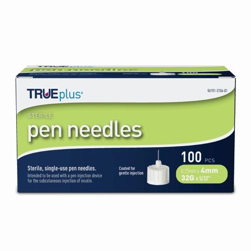 TRUEplus Pen Needles 32G x 4mm (5/32") 100/bx , 10 Box/Case , Trividia 56151-2104-01