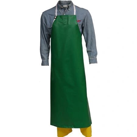 Chemical Resistant Bib Apron Green 48in L 38in W , Tingley Rubber A41008