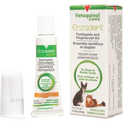 Enzadent Fingerbrush Kit with Enzymatic Toothpaste, Poultry Flavor , 21 gr , VETOQUINOL 411453