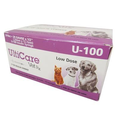 UltiCare VetRx Insulin Syringes 29 Gauge x 1/2" , (0.3 cc), 100/Pack , 5 Pack/Case , ULTIMED 09230