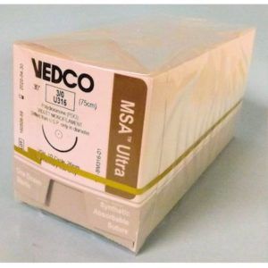 Chromic Catgut 30" Suture #0, 1/2 Circle, 26mm , 12/Box Reverse Cutting Needle (VCP-2) , Vedco 2342