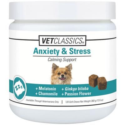 Anxiety and Stress Canine Calming Support Chewable Tablets 120/Bottle , VET CLASSICS 33333706