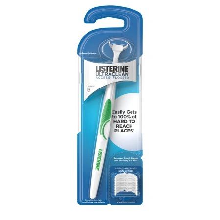 J&J LISTERINE DENTAL FLOSS Ultra CleanAccess Flosser, Plus 8 Dsposable Heads, 48/cs , J&J 44018