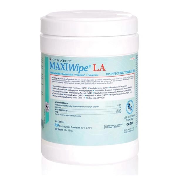 Wipes Germicidal MaxiWipe LA Large 160/Can, 12/Case , HS 13-7411