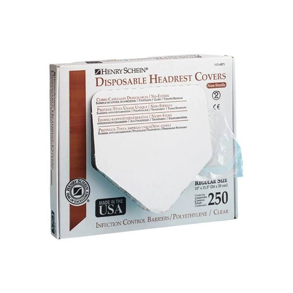 HSI Headrest Cover 11.5 in x 10 in Clear Plastic 250/Box, 12 BX/Case , HS L0CPS