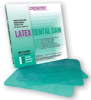 Dental Dam, Heavy, Green, 6" x 6", Mint, 36 sheets/bx , 5 Box/Case , Crosstex 19401