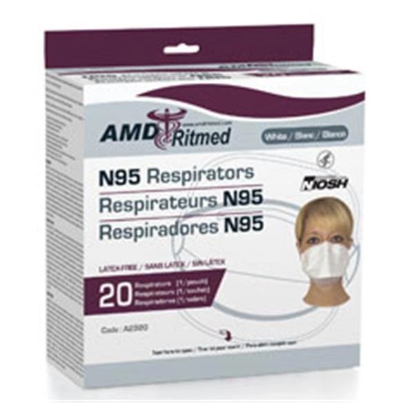 Safe+Mask N95 Respirator Mask Latex Free White 20/Box , 8 Box/Case , Medicom A2320