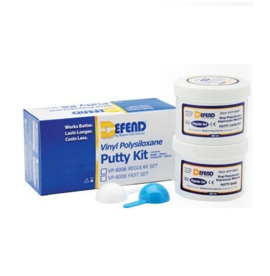 Vinyl Polysiloxane Putty Kit-Regular Set. Includes 2x300 mL jars + 2 scoops , Mydent VP-8006