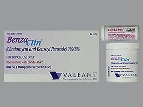 BenzaClin Clindamycin Phosphate / Benzoyl Peroxide 1% - 5% Topical Gel Jar 50 Gram , Bausch ,00187519050 00187-5190-50