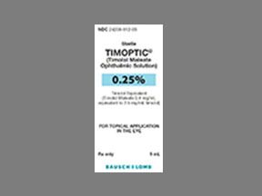 Timoptic timolol Maleate Ophthalmic 2.5 mg/mL,5 ml , Bausch & Lomb 24208-0812-05