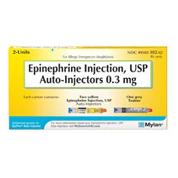 Epinephrine Auto-Injector Syringe 0.3mg ,Adult 2/Package , Mylan 49502010202 , 49502-0102-02