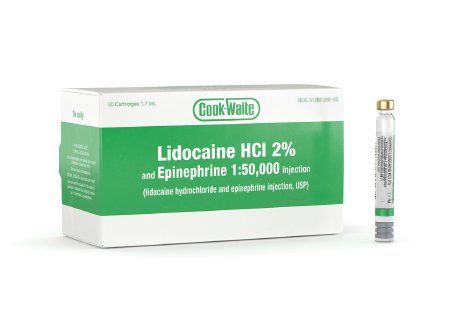 Lidocaine HCl / Epinephrine 2% 1:50,000 Infiltration and Nerve Block Injection Dental Cartridge 1.7 mL , 50/Pack , Septodont 99169