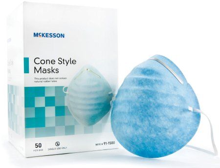 Procedure Mask Cone Elastic Strap One Size Fits Most Blue NonSterile , 50/Box , MC 91-1500