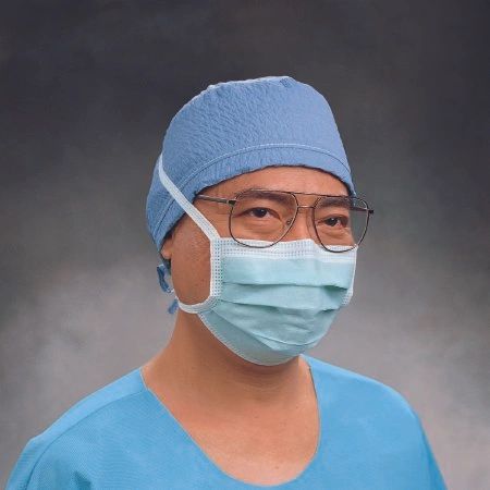 Surgical Mask Anti-fog Adhesive Film Pleated Tie Closure One Size Fits Most Green NonSterile , 50/Box ,Halyard 49215