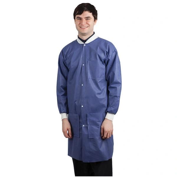 Maxi-Gard Protective Lab Coat Large Blueberry Disposable 3 Pockets Snap Front Long Sleeves Fluid Resistant 10/Package , HS 1126291