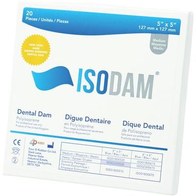 Isodam, Non-Latex 6" x 6" Blue, Heavy (0.23mm-0.28mm thickness) , 15 pieces/bx , 5 Box/Case , Isodam ISO02300615