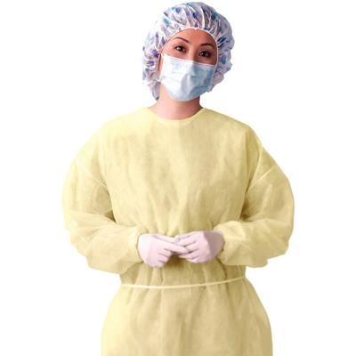 Isolation Gown X-Large Yellow Disposable Latex Free Tie-On Long Sleeves Fluid Resistant 50/Case , Medline NON27236XL