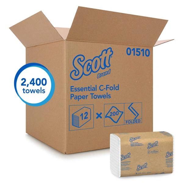 Scott C-Fold Towel 10.1 in x 13.15 in White 2400/Case , Kimberly 01510