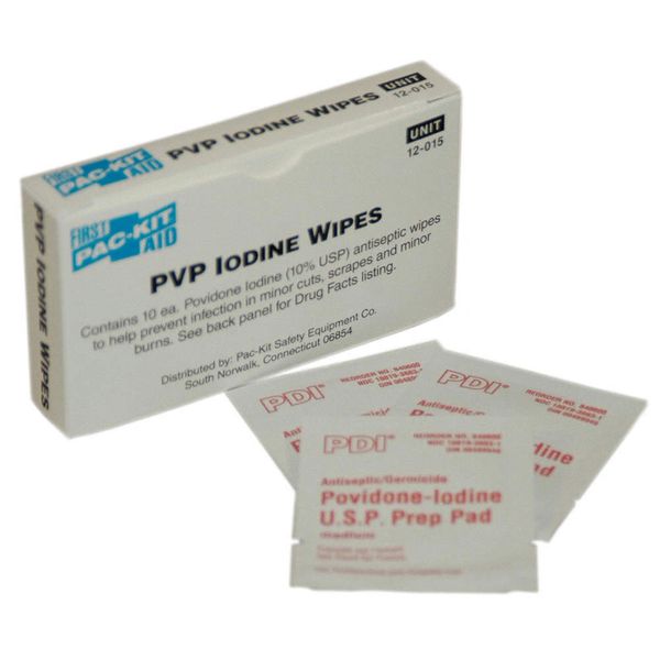 Wipe PVP Iodine 10% 1's 4-1/4x6-1/4" Antiseptic 10/Box, 100 BX/Case , 12-015